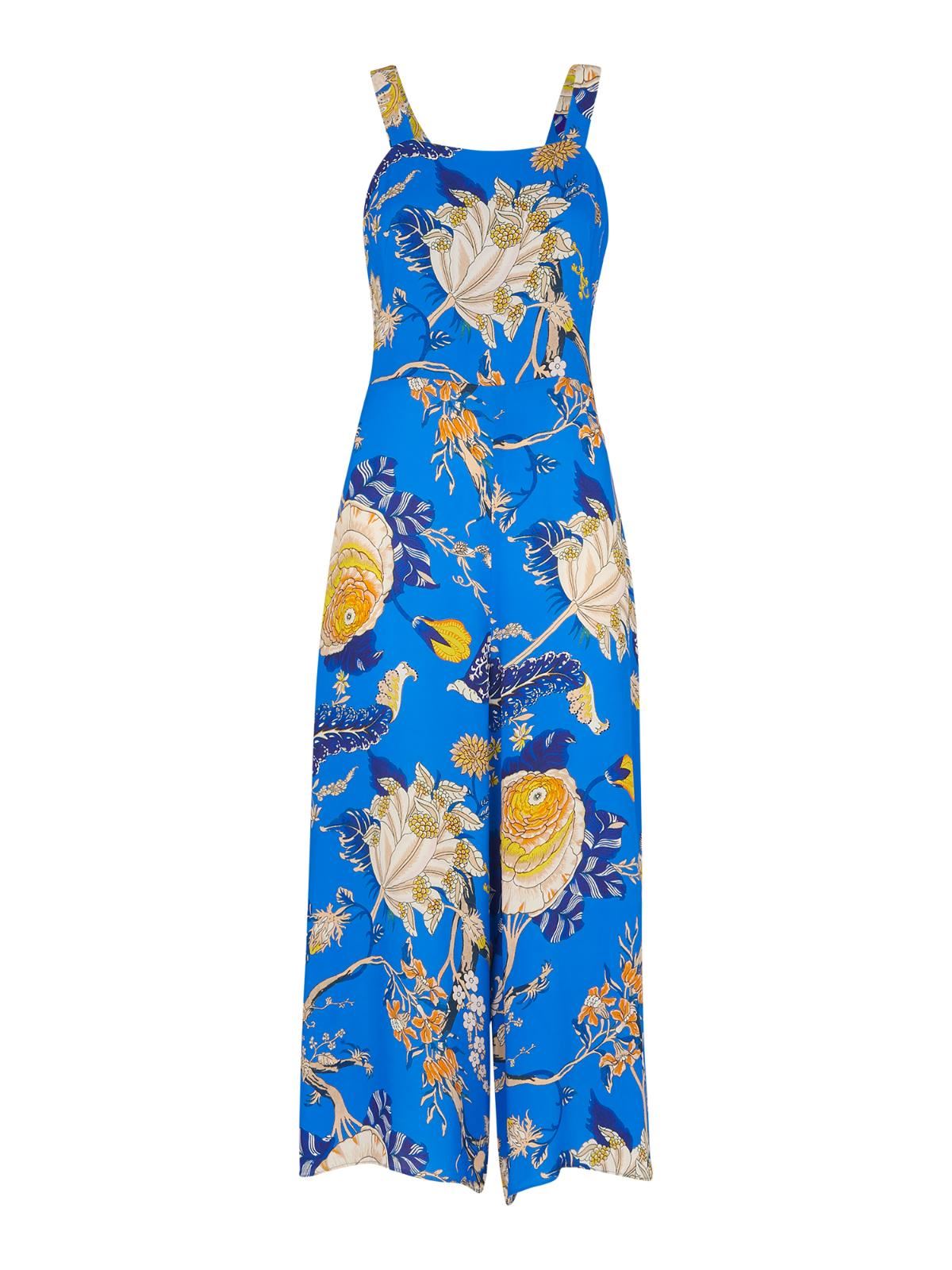 WHISTLES Ladies Blue/Multi Sleeveless Exotic Floral Jumpsuit UK4 RRP189 NEW