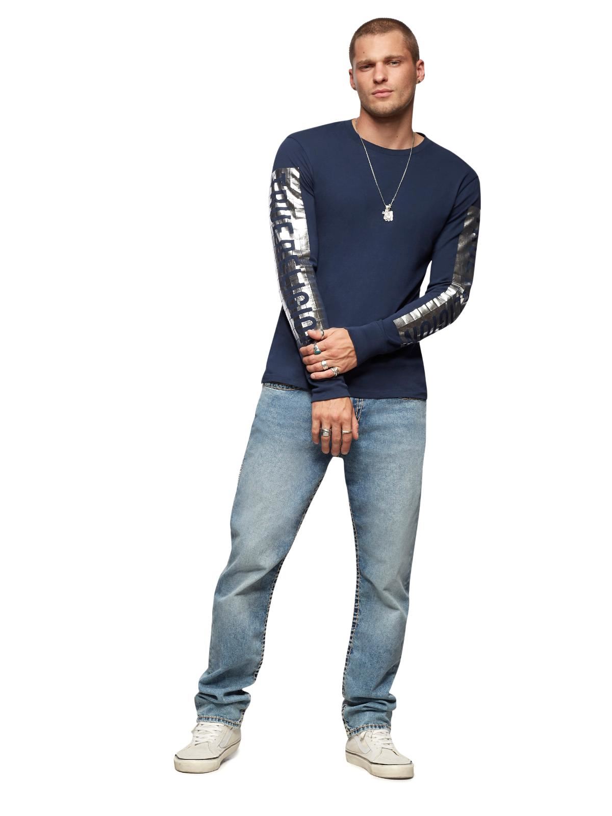 TRUE RELIGION Men's Blue Disco True Long Sleeve Crew Neck T-shirt XS RRP99 BNWT