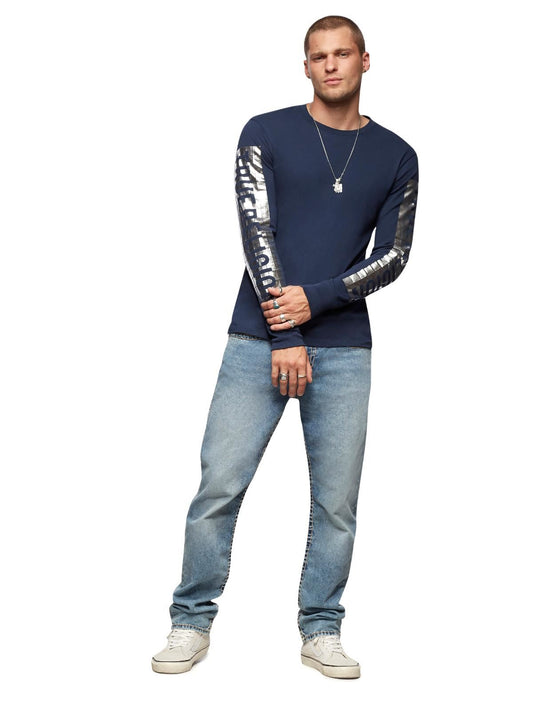 TRUE RELIGION Men's Blue Disco True Long Sleeve Crew Neck T-shirt XS RRP99 BNWT