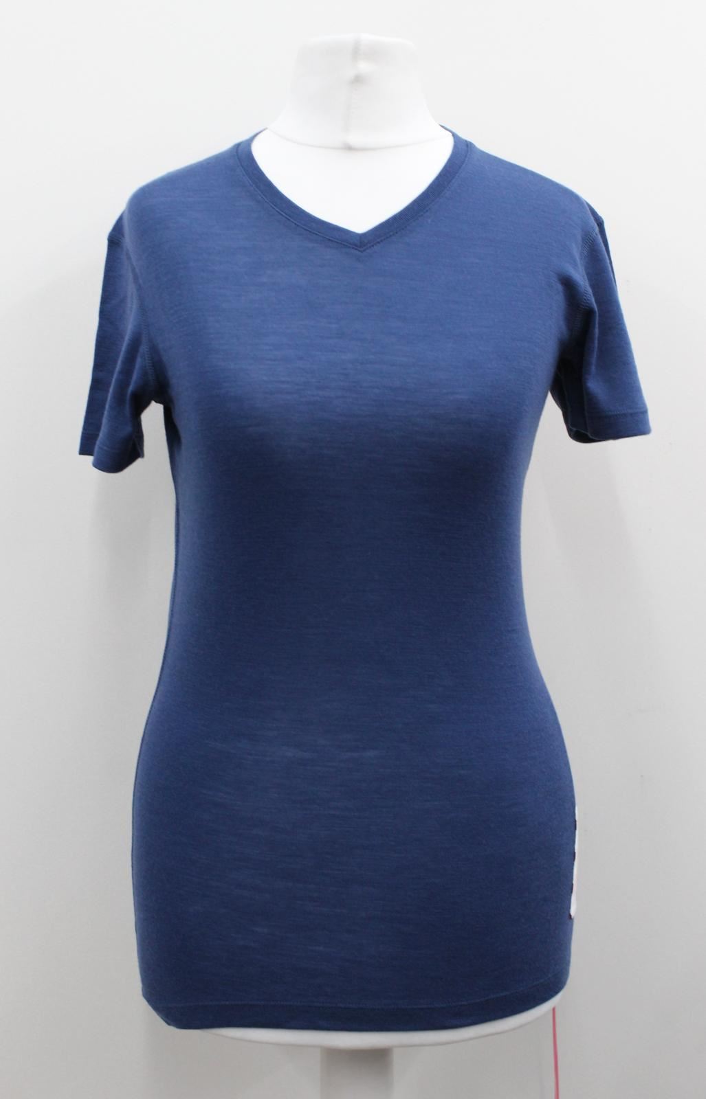 RAPHA Ladies Dark Blue V Neck Short Sleeve Merino Wool Cycling Base Layer S BNWT