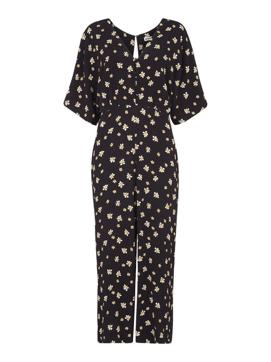 WHISTLES Ladies Black Edelweiss Floral Button V Neck Jumpsuit UK6 BNWT RRP179