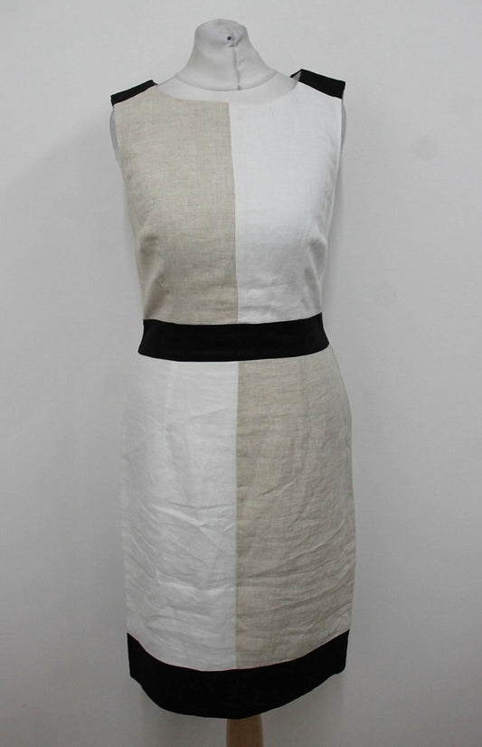 HOBBS Ladies Natural Multi Colour Block Sleeveless Irene Dress UK6 BNWT RRP 110
