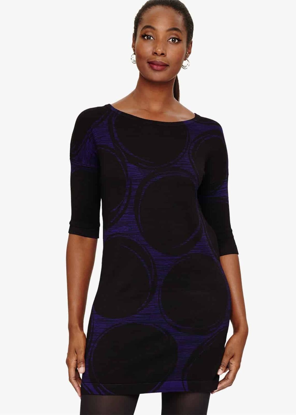Phase Eight Sammy Spot Knitted Bodycon Dress Cobalt/Black Size UK14 RRP89