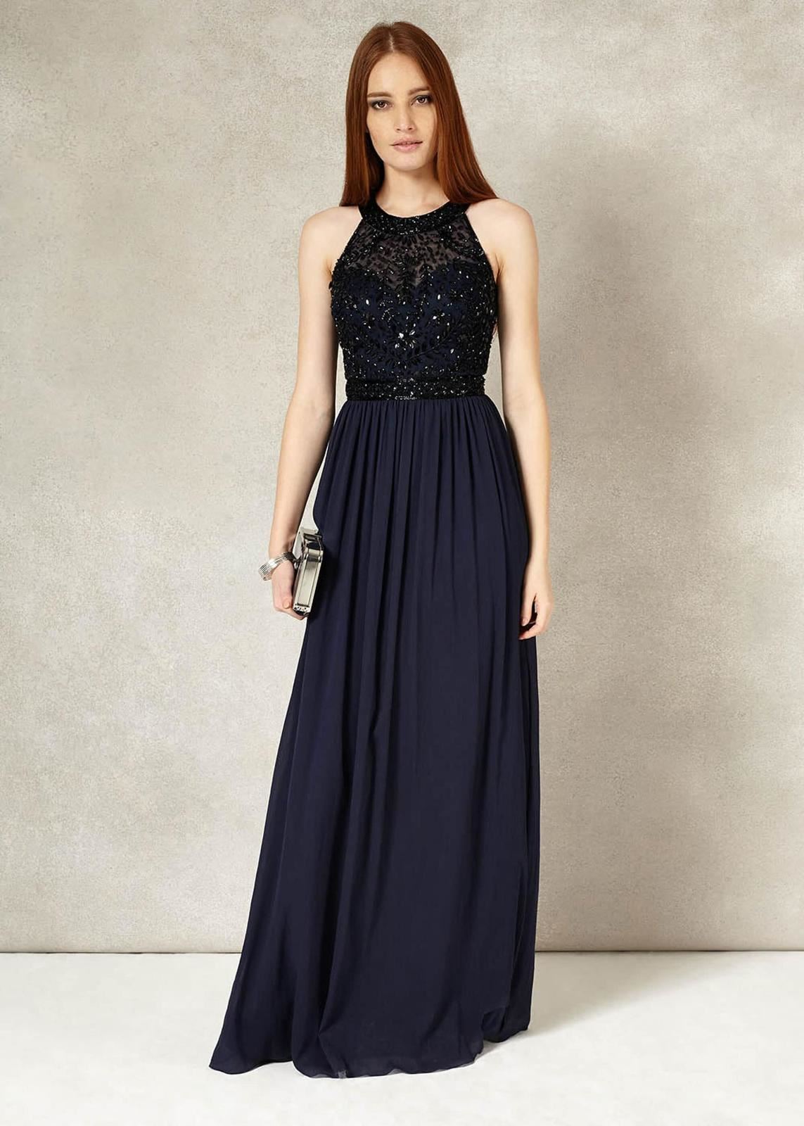 Phase Eight Elwyn Embellished Maxi Long Dress Navy Size UK12 RRP275