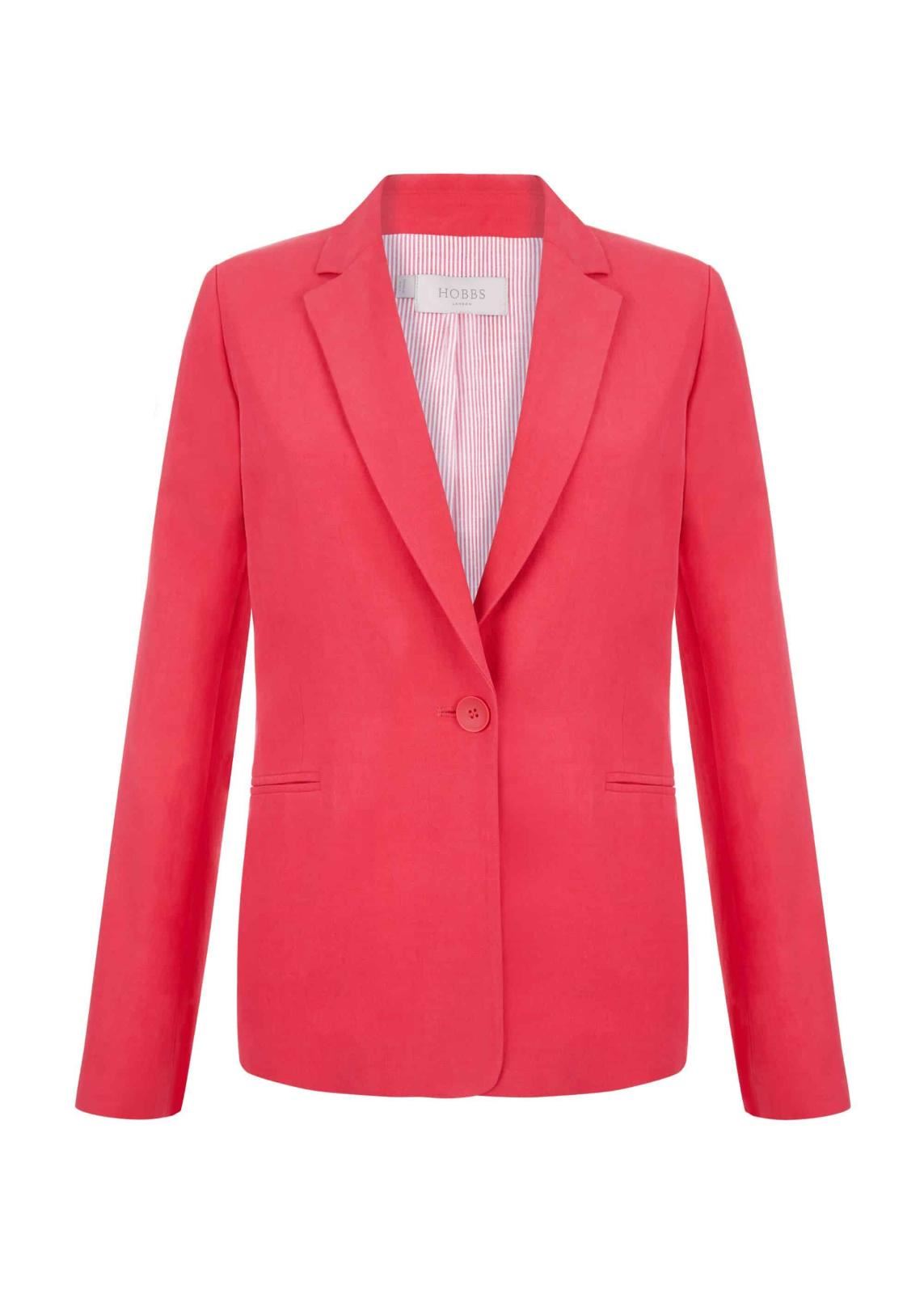 Hobbs Silk Kernow Blazer Jacket Flamingo Pink Size UK8 RRP179