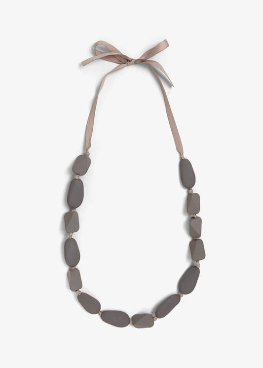 Phase Eight Petra Waxy Bead Long Rope Necklace Grey RRP32