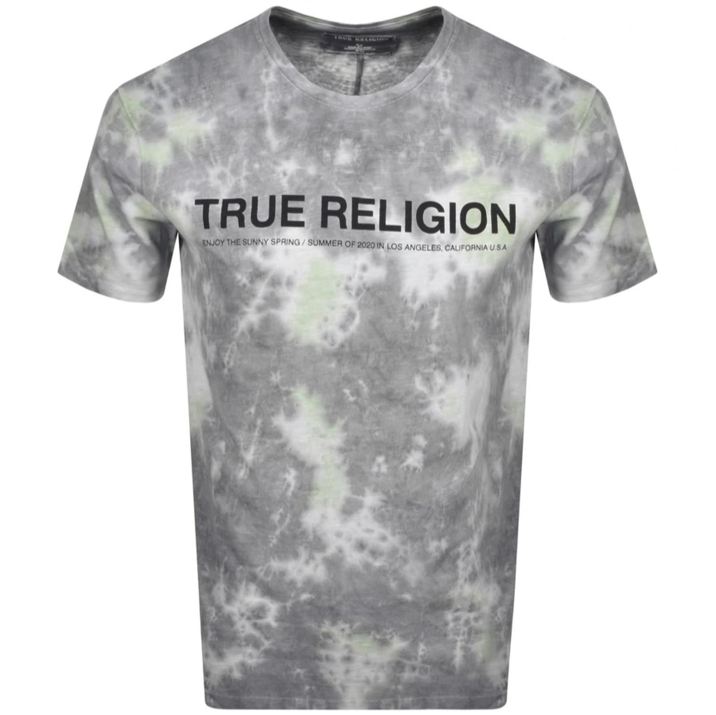 TRUE RELIGION Men's Grey White Tie Dye Short Sleeve T-Shirt Batik S RRP69 BNWT