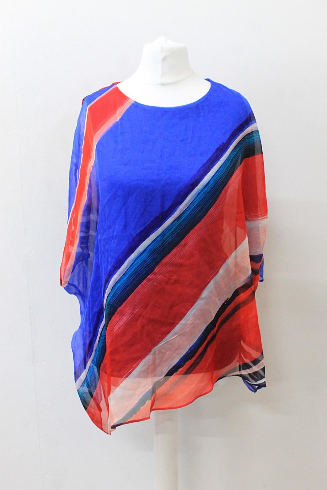 PHASE EIGHT Ladies Harper Multi Asymmetric Hem Striped Silk Blouse S NEW RRP89