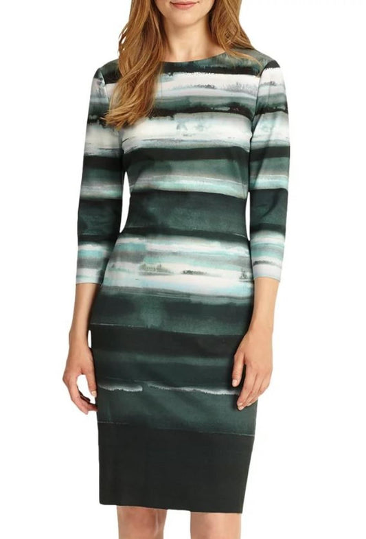 PHASE EIGHT Ladies Pine Green 'Annika' Ombre Print Shift Dress UK12 BNWT RRP99
