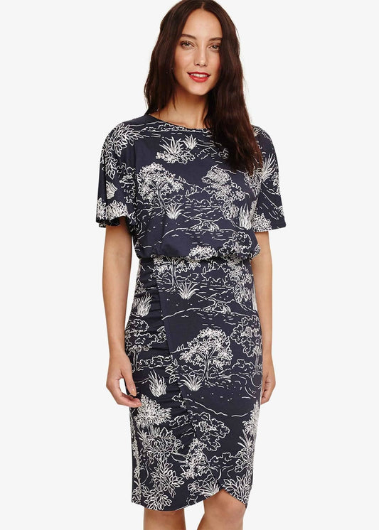 Phase Eight Ravine Tree Print Sheath Dress Charcoal Size UK8 RRP89