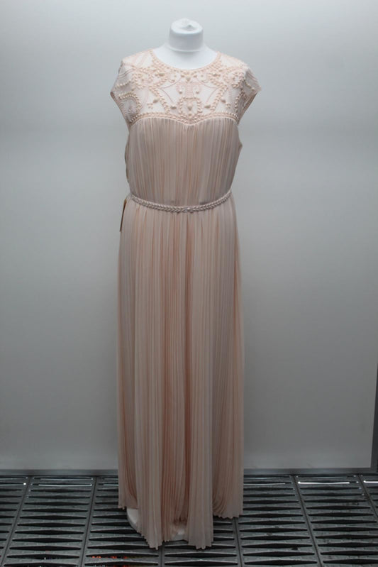 PHASE EIGHT Ladies Estelle Petal Pink Chiffon Pleated Maxi Dress Size UK16 BNWT