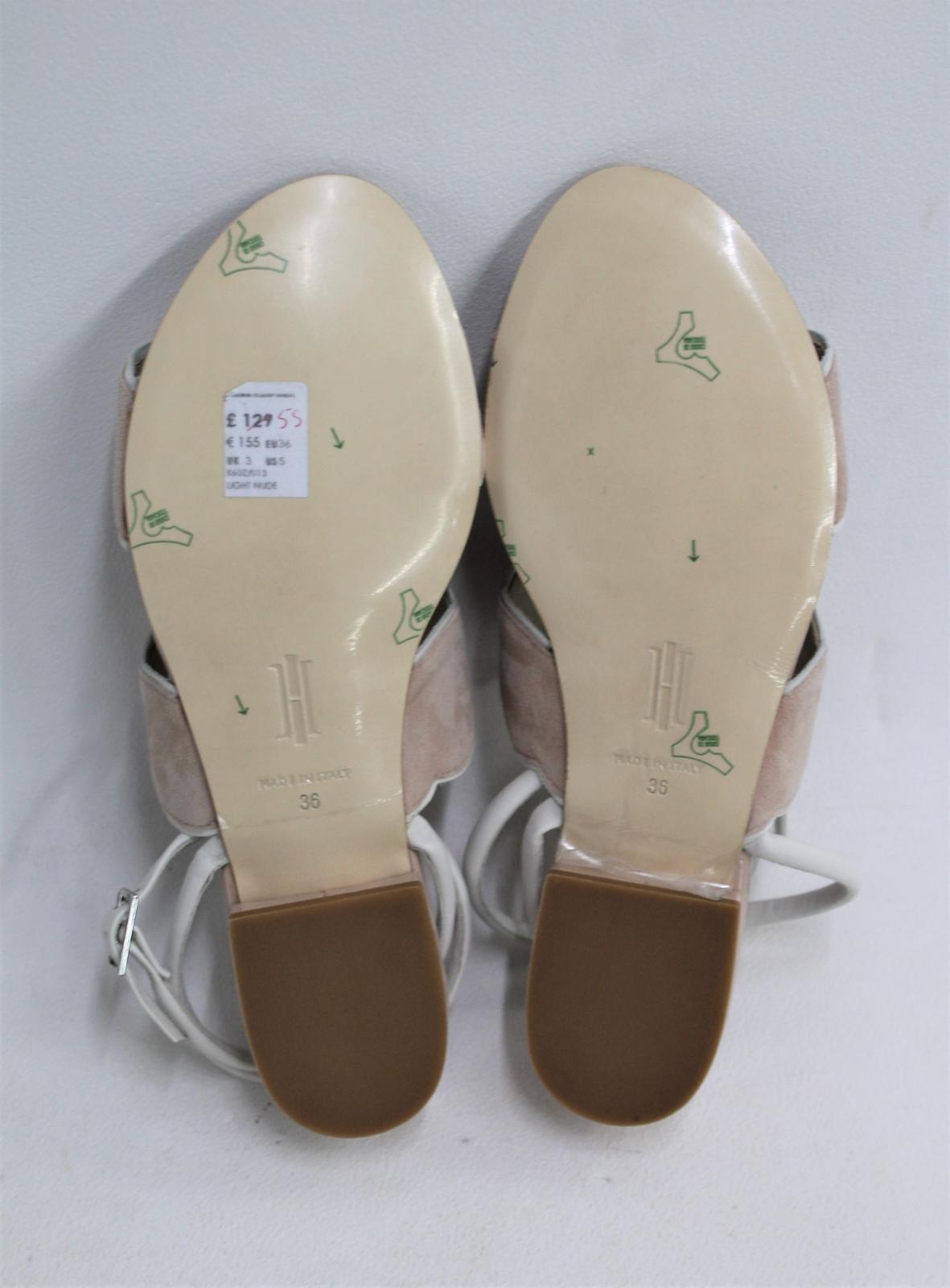 HOBBS Ladies Light Nude Beige Suede Flat Katherine Scallop Sandals UK3 NEW