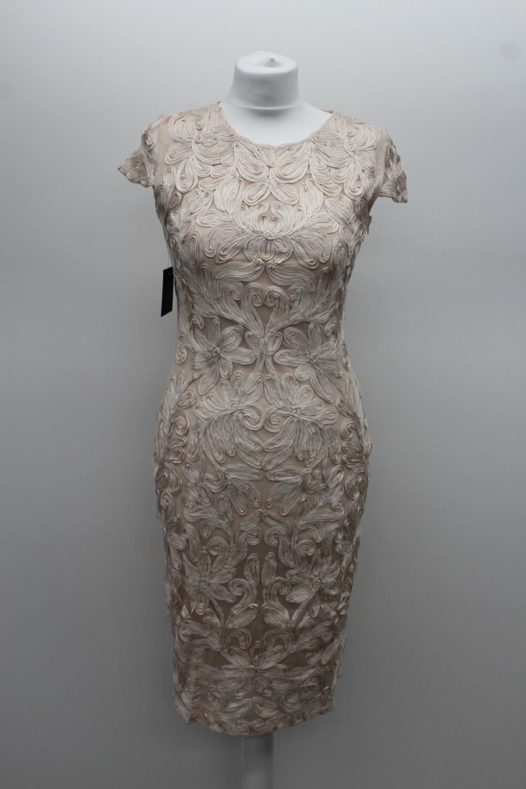 PHASE EIGHT Ladies Cornelia Cream Beige Embroidered Cap Sleeve Dress UK10 NEW