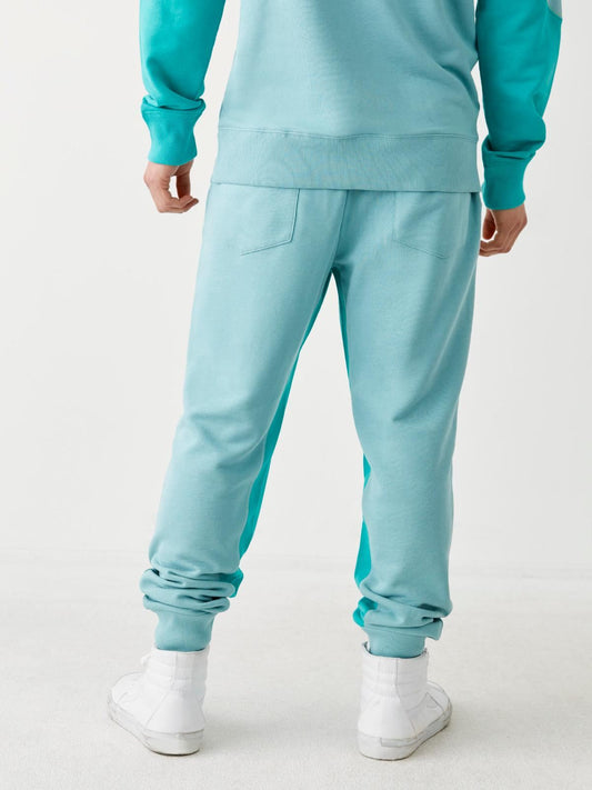 TRUE RELIGION Men's Mint Blue Colour Block Joggers Casual Trousers M RRP119 BNWT