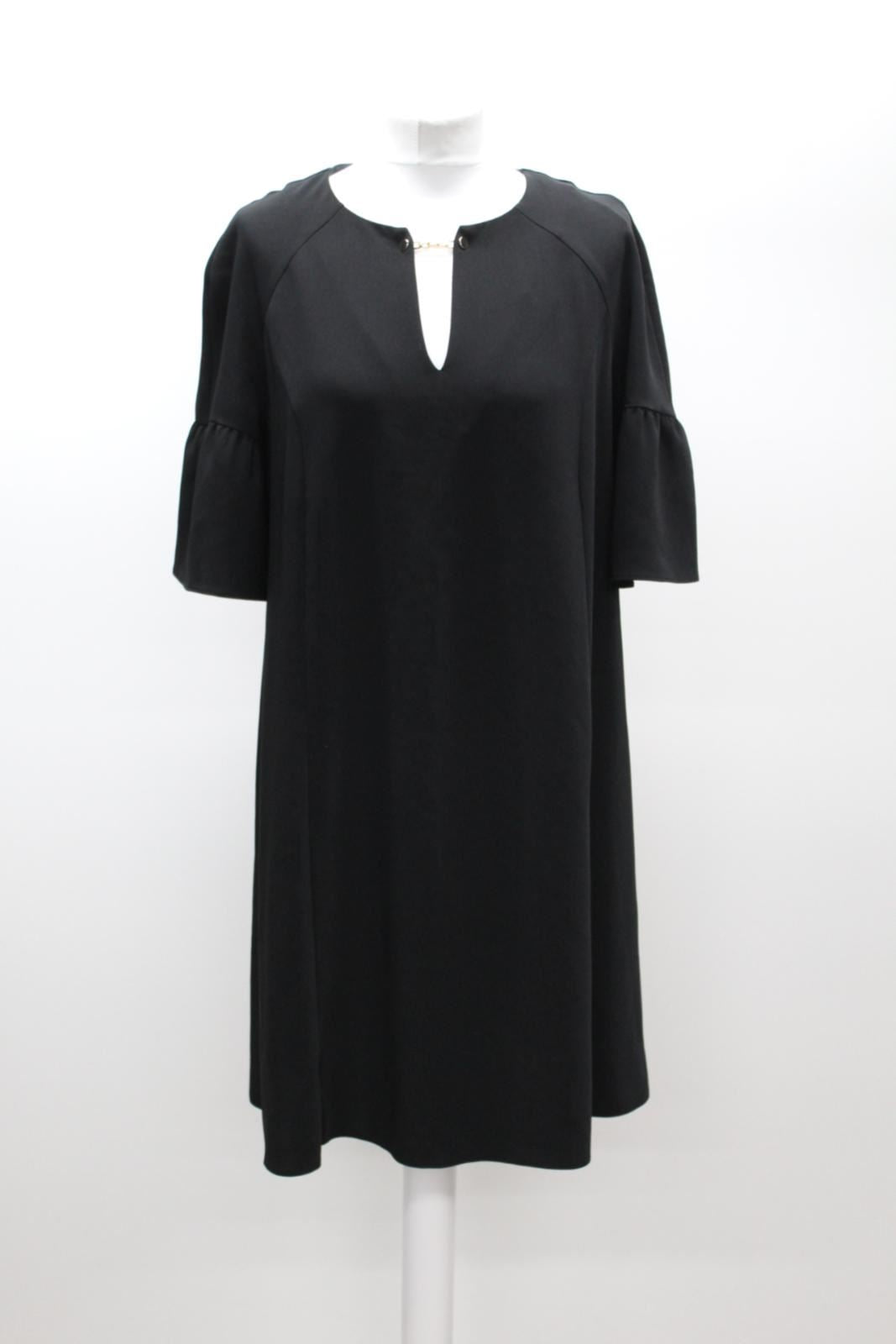PHASE EIGHT Ladies Cara Black Fluted Sleeve Chain Neck Dress Size UK12 BNWT