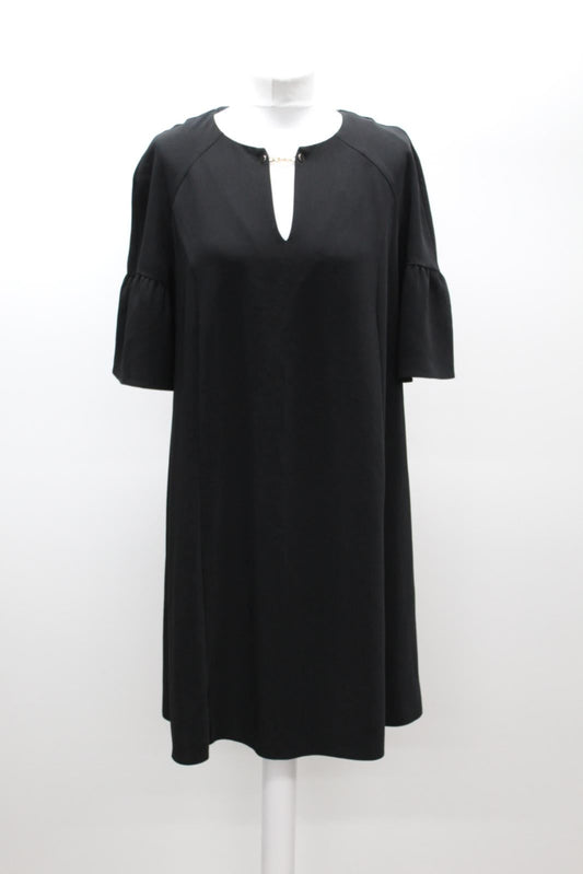 PHASE EIGHT Ladies Cara Black Fluted Sleeve Chain Neck Dress Size UK12 BNWT