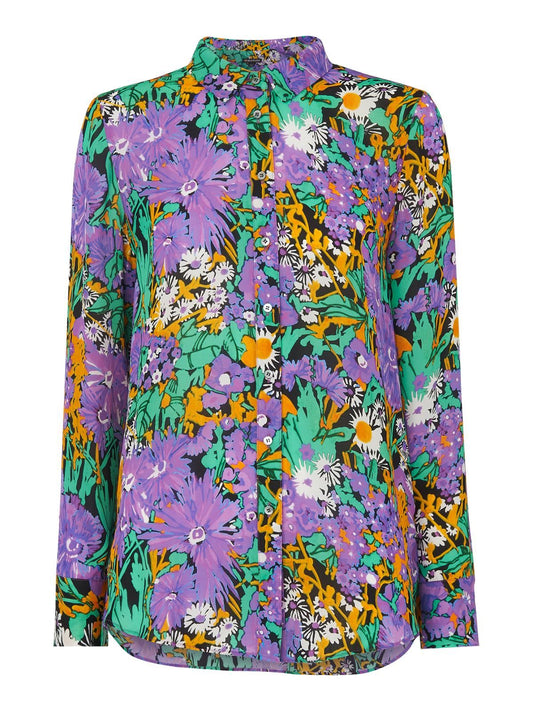 WHISTLES Ladies Simone Lilac Purple Silk Long Sleeve Shirt UK4 BNWT RRP169