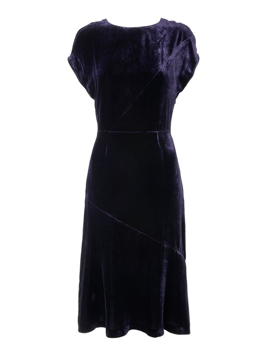 WHISTLES Mina Silk Mix Velvet Dress Purple Size UK12 RRP199 BNWT