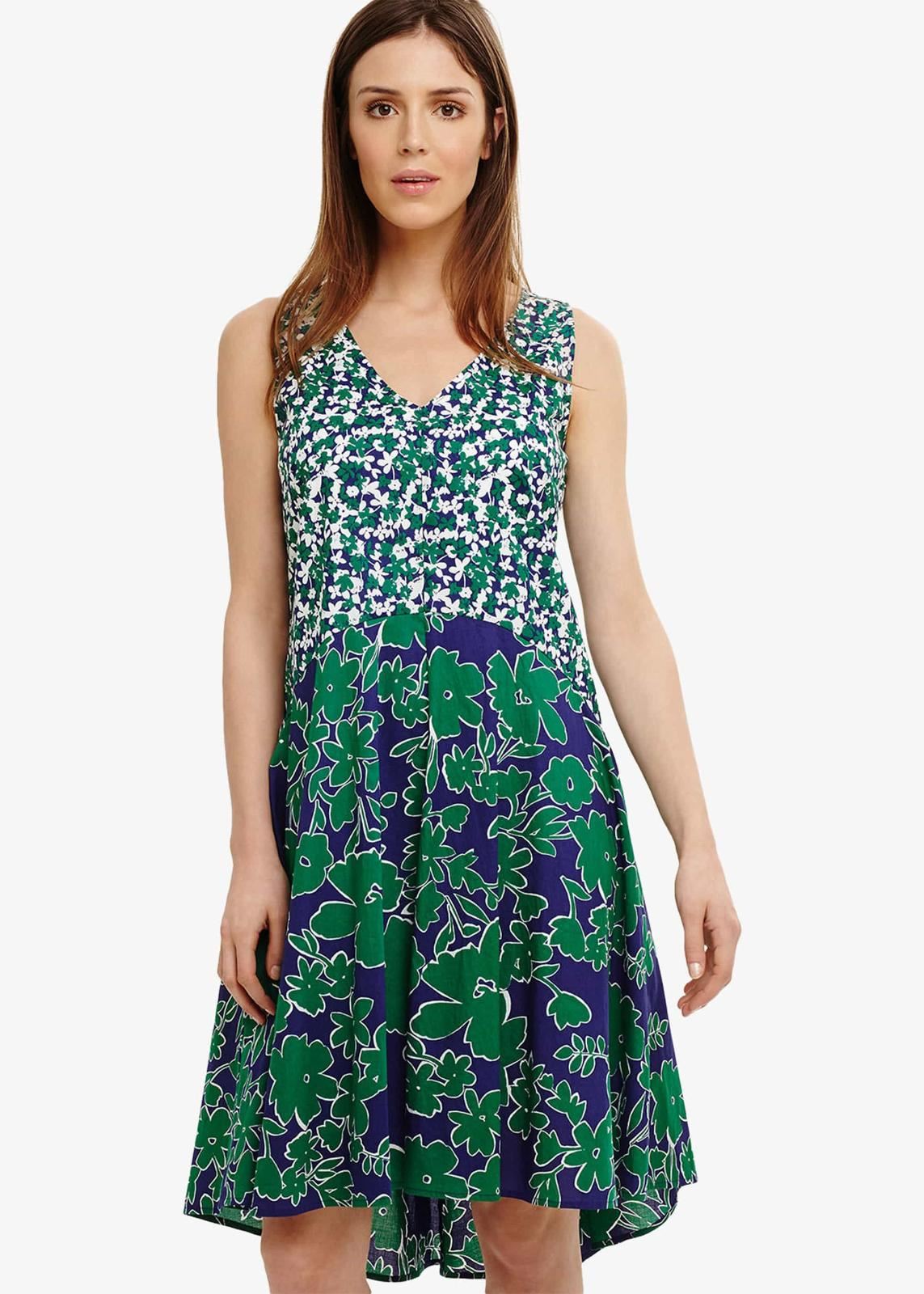 Phase Eight Eloise Floral Cotton Fit & Flare Dress Green Multi Size UK8 RRP89