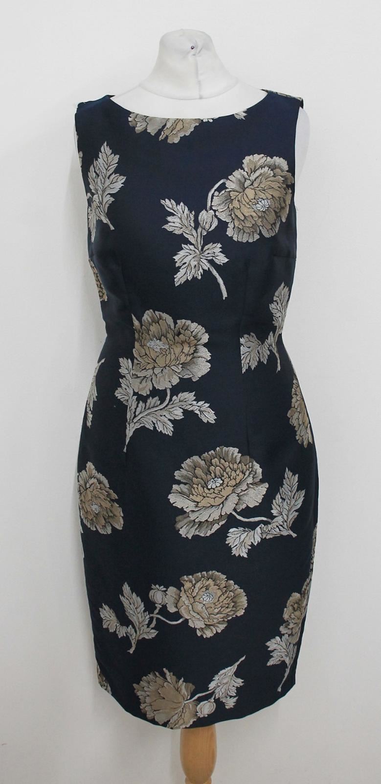 HOBBS Ladies Navy Blue Oyster Beige Poppy Mini Shift Dress UK6 BNWT RRP 189