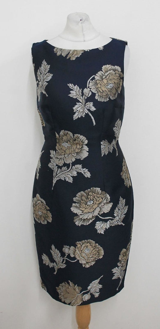 HOBBS Ladies Navy Blue Oyster Beige Poppy Mini Shift Dress UK6 BNWT RRP 189