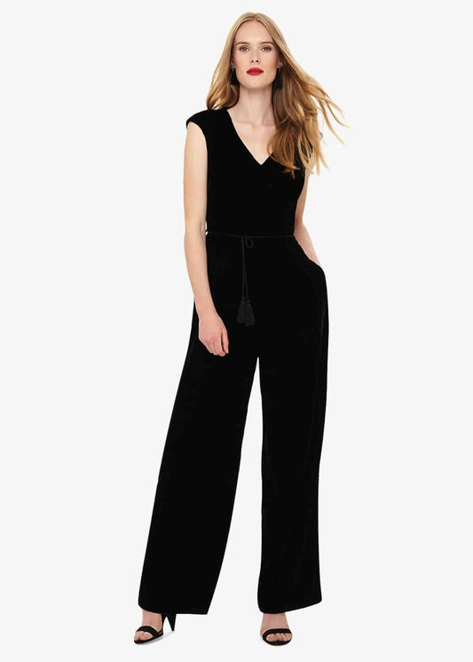 Phase Eight Adelaide Velvet Jumpsuit Black Size UK14 RRP140