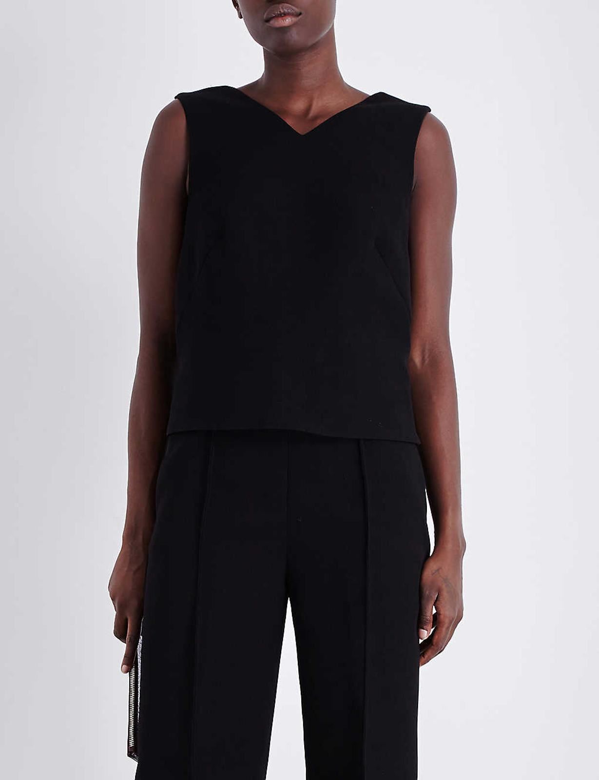 WHISTLES Ladies Black Spenser Crepe Sleeveless V Neck Top UK14 BNWT RRP130