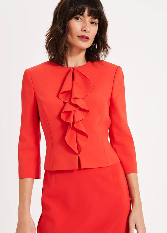 Phase Eight Stella Frill Jacket Vermilion Red Size UK14 RRP130
