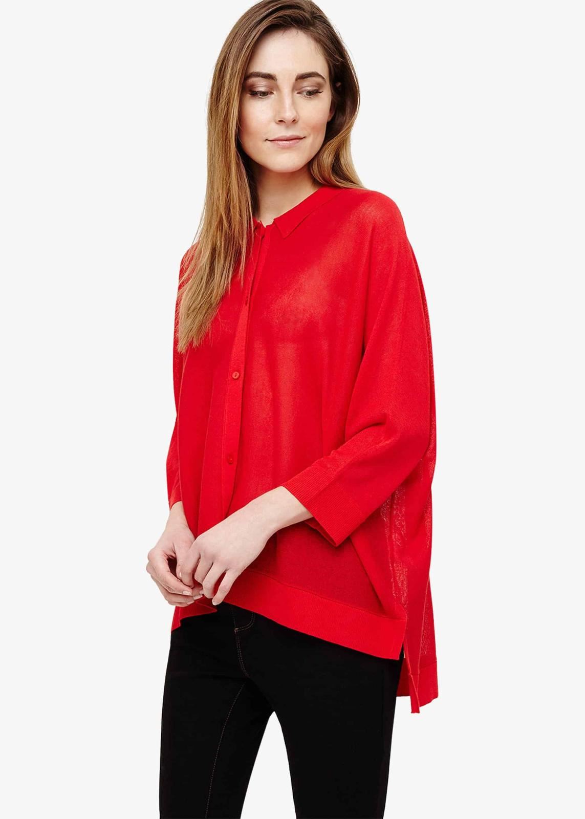 Phase Eight Sharla Knitted Cardigan Shirt Red S RRP59