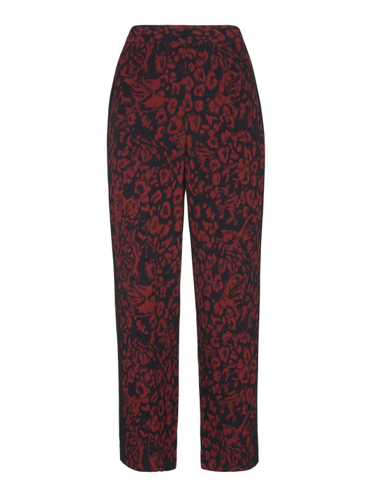 WHISTLES Ladies Red/Multi Jungle Cat Print Crepe Trousers RRP129 UK6 NEW