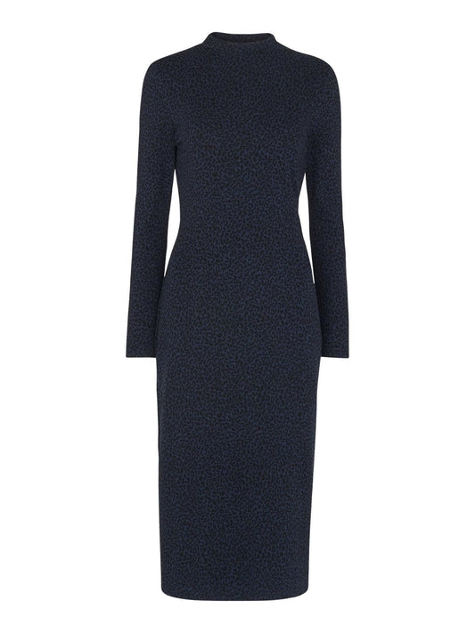 WHISTLES Ladies Animal Jacquard Jersey Midi Dress Navy Multi UK4 RRP 99 BNWT