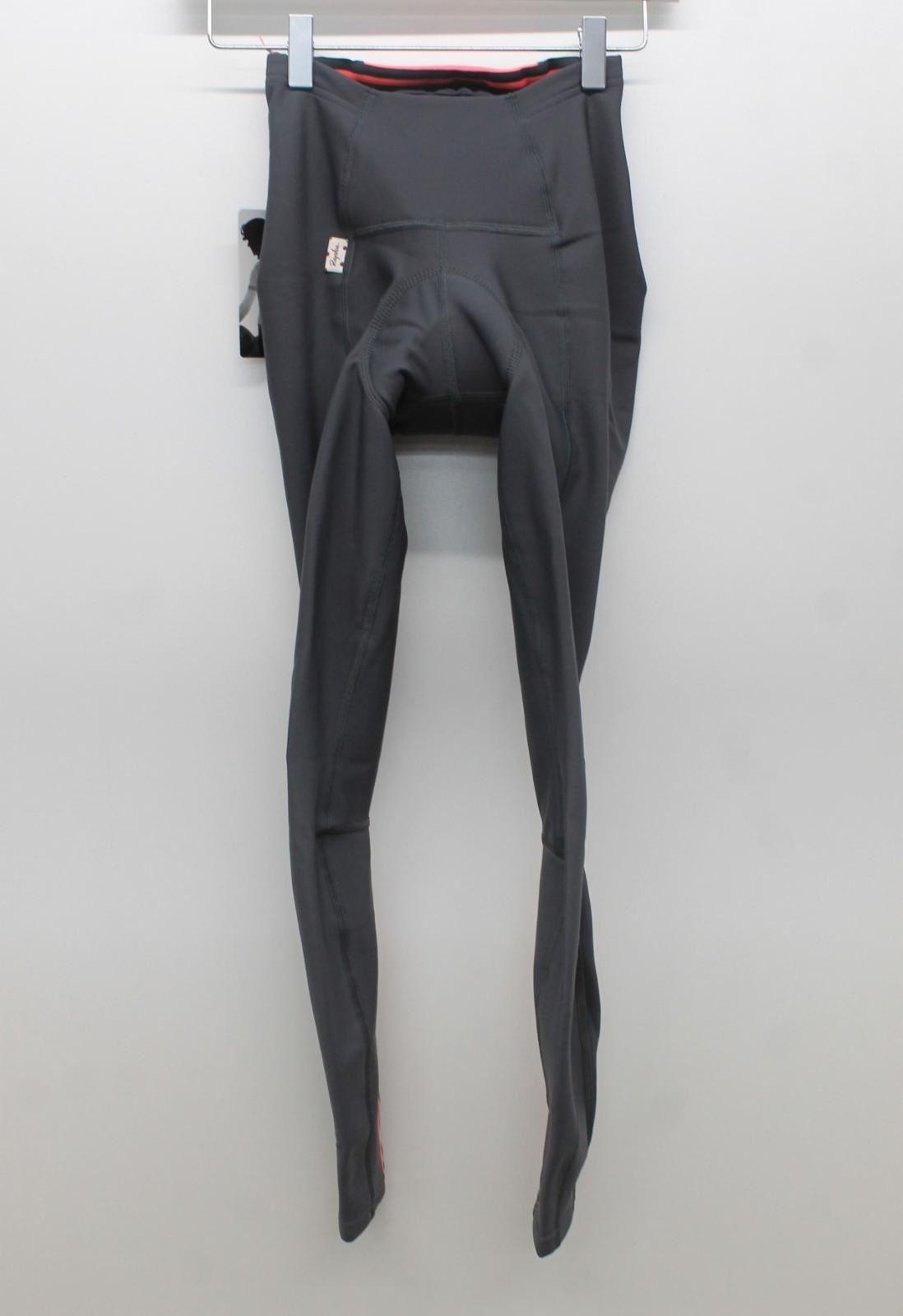 RAPHA Ladies Dark Grey Pink Stripe Stretch Fit Padded Cycling Tights XXS BNWT
