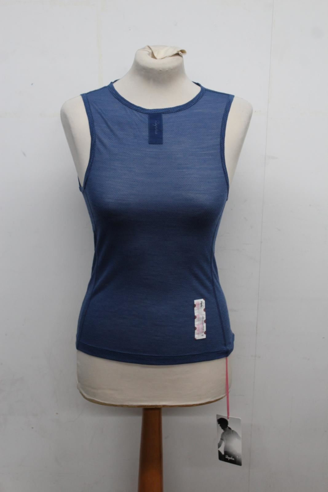 RAPHA Ladies Blue Merino Wool Blend Mesh Sleeveless Cycling Base Layer S BNWT