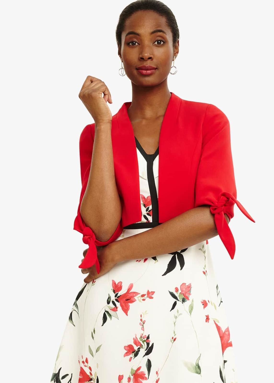 Phase Eight Claudia Tie Sleeve Jacket Carmine Size UK12 RRP120