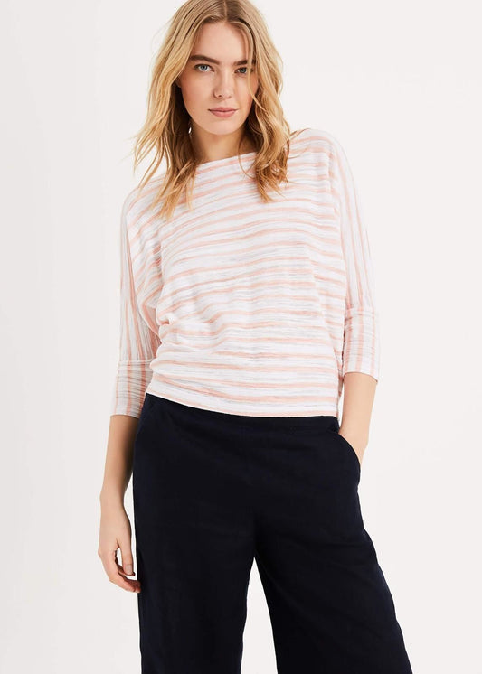 Phase Eight Brinley Stripe Knit 3/4 Sleeve Jumper Pullover Nectar S RRP69