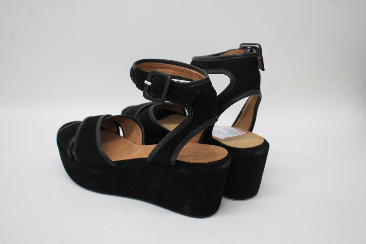 HOBBS Ladies Black Multicolour Suede Leather Mabel Wedge Sandal Shoes UK8 BNIB