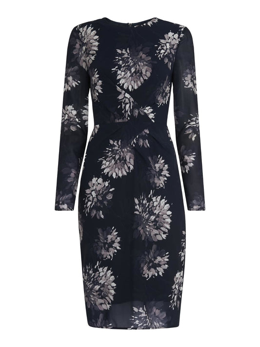 WHISTLES Brushstroke Floral Bodycon Dress Navy/Multi UK6 RRP169 BNWT