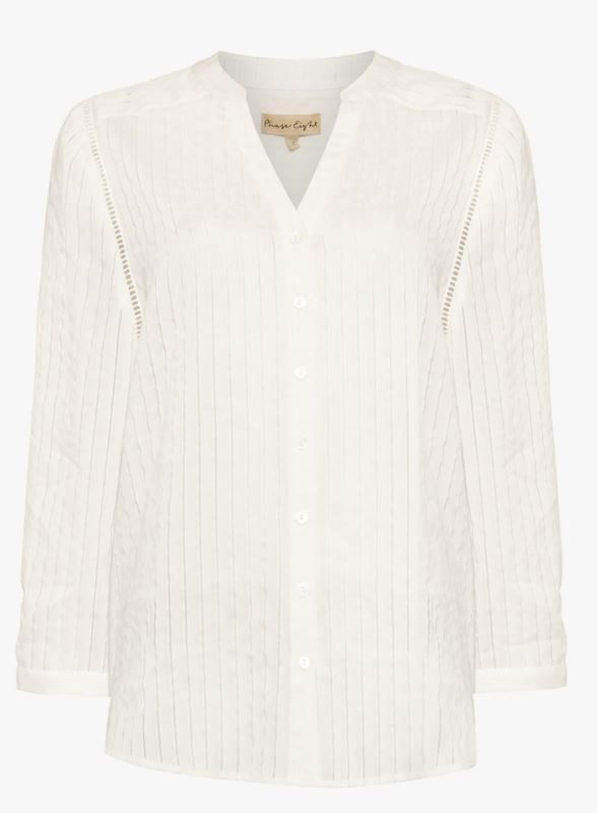 PHASE EIGHT Ladies True White V-Neck 'Naya' Textured Blouse UK10 RRP59 BNWT