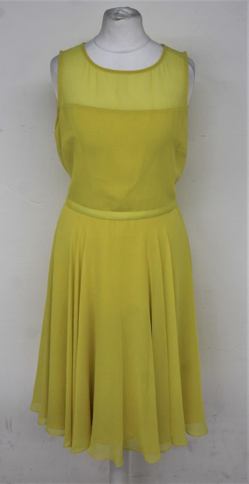 HOBBS Ladies Lemon Yellow Knee Length Sleeveless Abigale Dress UK10 RRP139 NEW