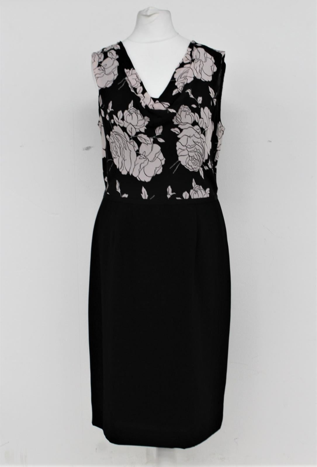 HOBBS Ladies Black Pale Pink Sleeveless Cowl Neck Karolina Rose Dress UK10 BNWT