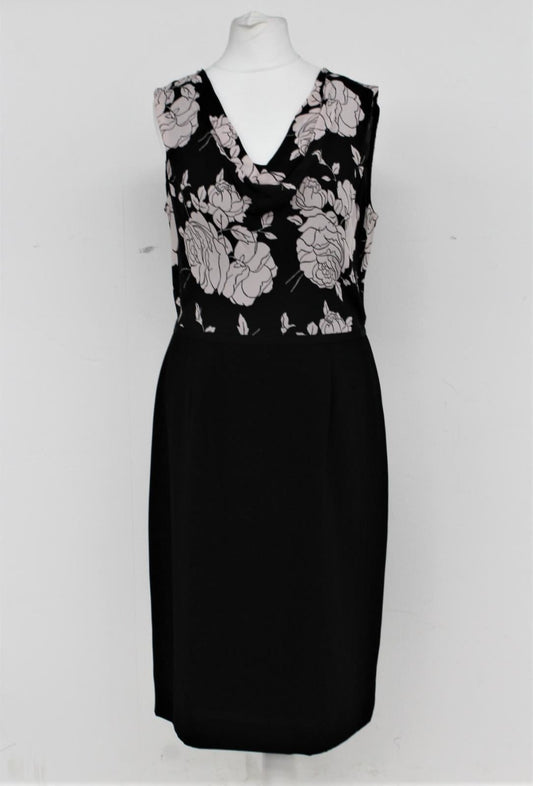 HOBBS Ladies Black Pale Pink Sleeveless Cowl Neck Karolina Rose Dress UK10 BNWT