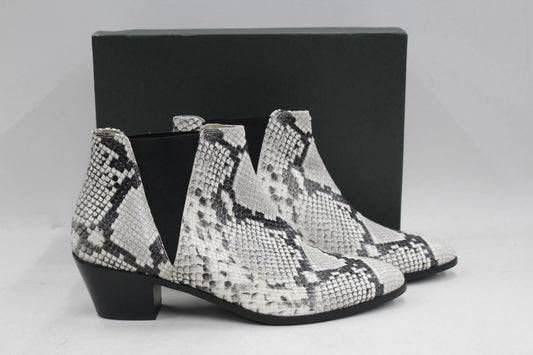HOBBS Ladies Black Ivory Mono Snakeskin Low Block Heel Laura Boots UK8 BNIB