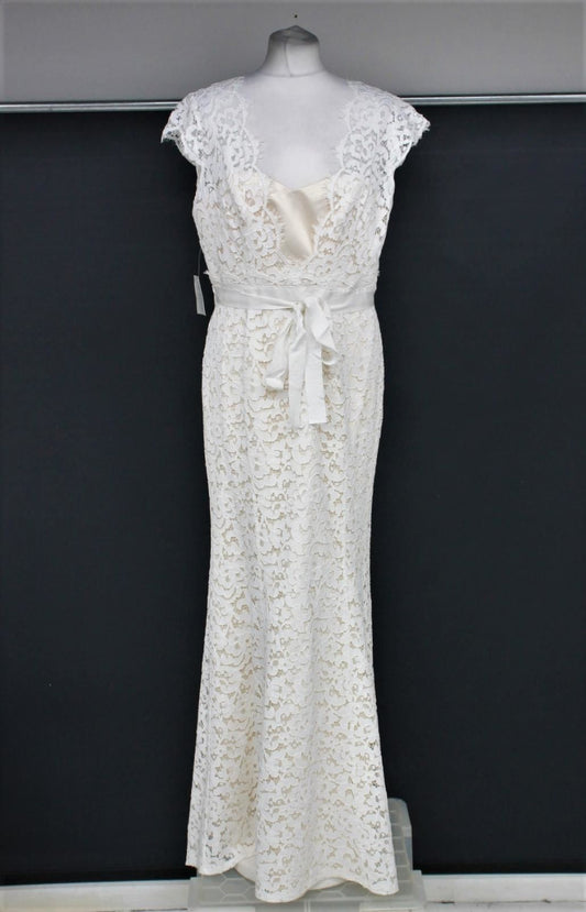PHASE EIGHT Ladies White & Beige Floral Lace Sleeveless Maxi Dress UK14 NEW