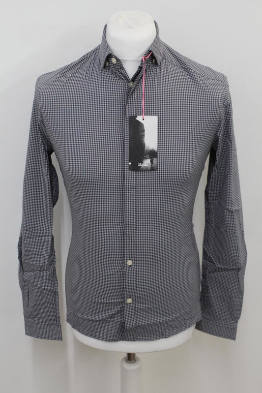 RAPHA Men's Dark Purple Cotton Check Long Sleeve Cycling Shirt Size XS BNWT