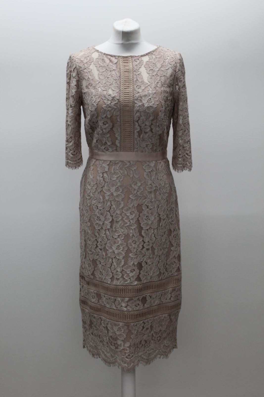HOBBS Ladies Penny Nude Beige Lace 3/4 Sleeve Dress Size UK10 BNWT RRP169