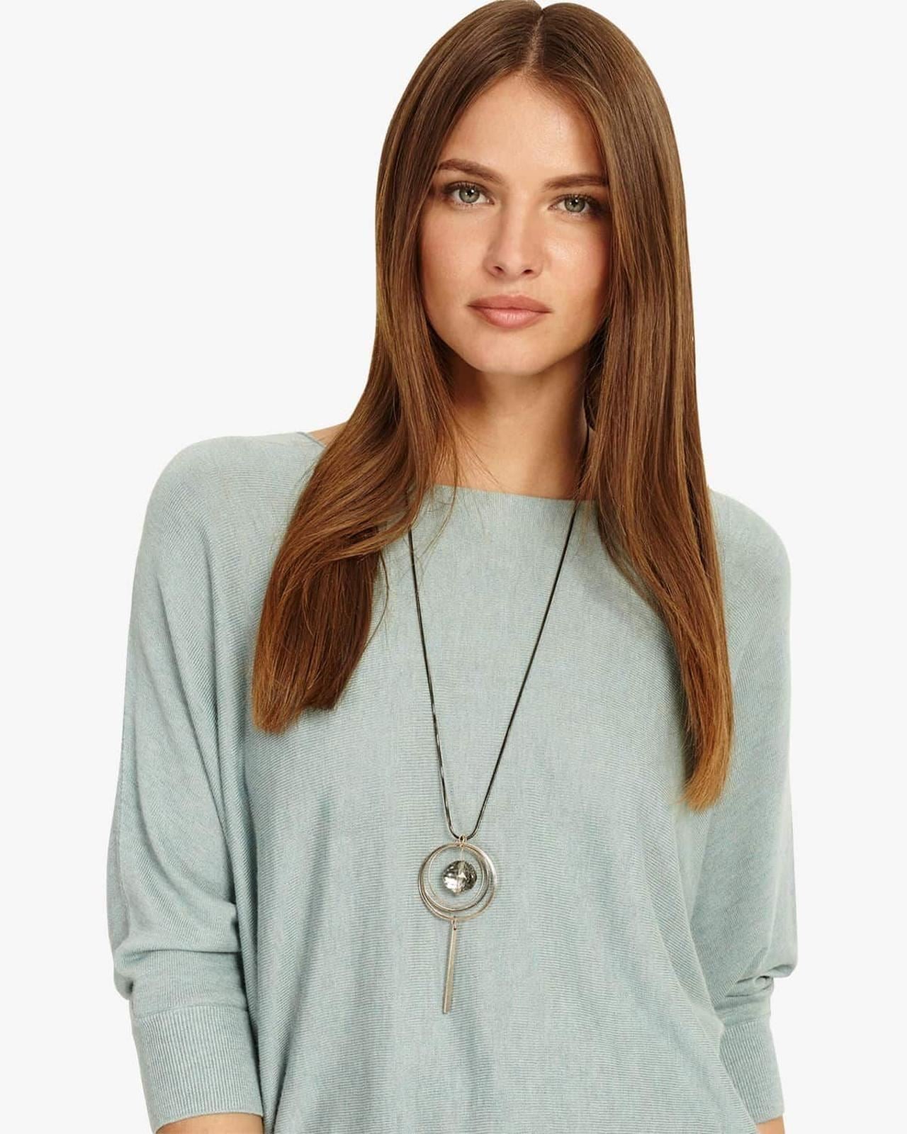 Phase Eight Helena Facet Stone Long Pendant Necklace Gold RRP29