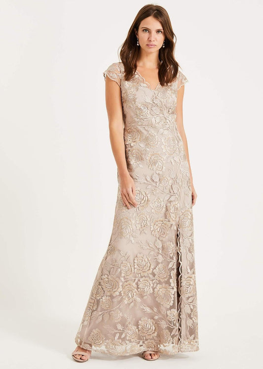 Phase Eight Velma Lace Maxi Maxi Dress Latte Size UK6 RRP325