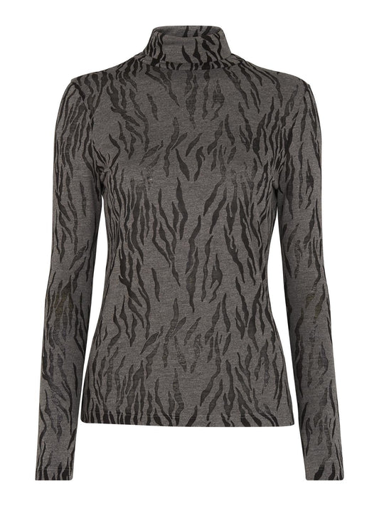 WHISTLES Ladies Animal Burnout Polo Neck Grey Jumper Size UK6 RRP 59.00 BNWT