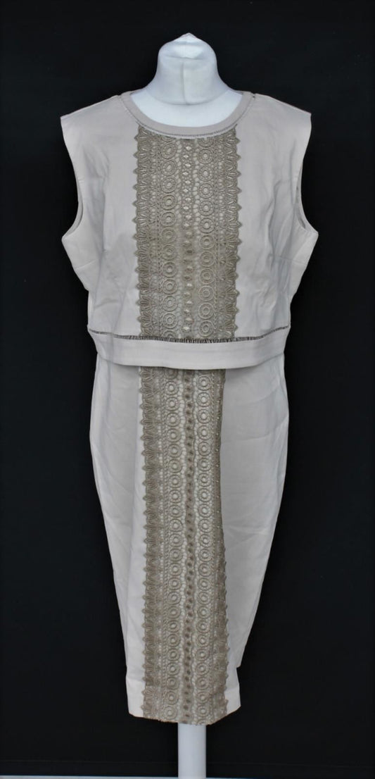 PHASE EIGHT Ladies Champagne Beige Sleeveless Lace Lucetta Dress UK16 NEW