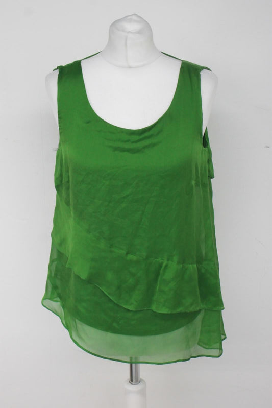 PHASE EIGHT Ladies Lime Zest Green Sleeveless Kit Silk Blouse UK10 RRP75 NEW